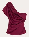 Simkhai Women's Phoebe Draped Satin Off-shoulder Top In Red