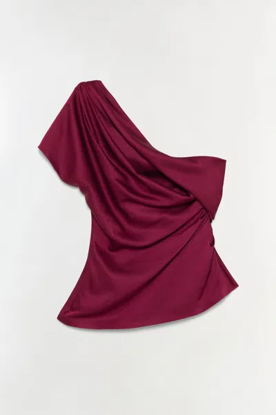 Simkhai Women's Phoebe Draped Satin Top In Cranberry In Red