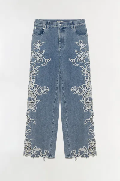 Simkhai Women's Porter Embroidered Jean In Light Indigo In Multi