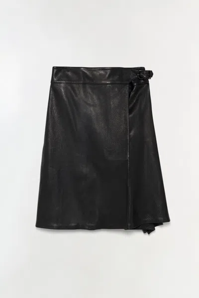 Simkhai Women's Raddix Leather Midi Skirt In Black