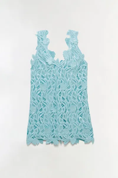 Simkhai Raina Embroidered Sequin Mini Dress In Blue