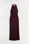 Simkhai Reannon Halterneck Satin Gown In Brown