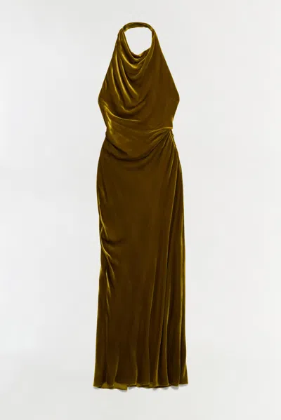 Simkhai Women's Reannon Draped Velvet Draped Gown In Goldenrod In Brown