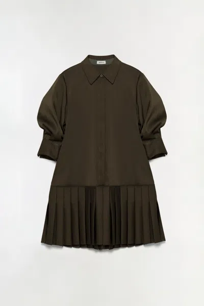 Simkhai Women's Regina Pleated Mini Shirt Dress In Dark Olive In Green