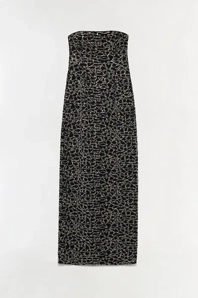 Simkhai Women's Reign Strapless Sequin Bustier Gown In Black Silver