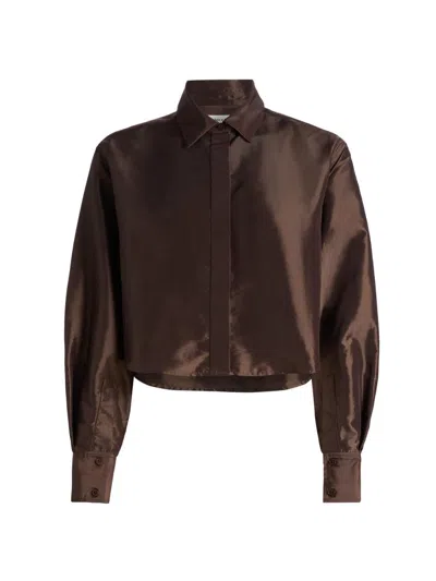 Simkhai Women's Renata Crop Button-front Shirt In Brown