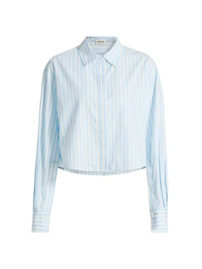 Simkhai Women's Renata Striped Cotton Crop Shirt In Blue