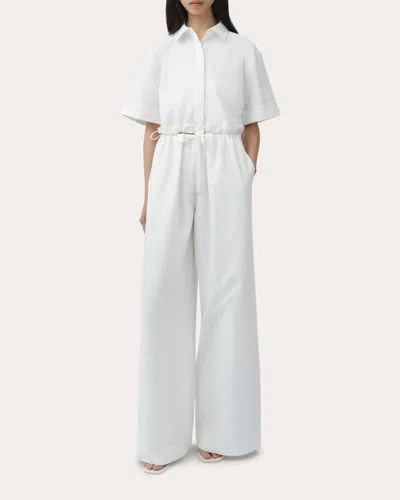 Simkhai Women's Rhea Cotton Faille Wide-leg Pants In White