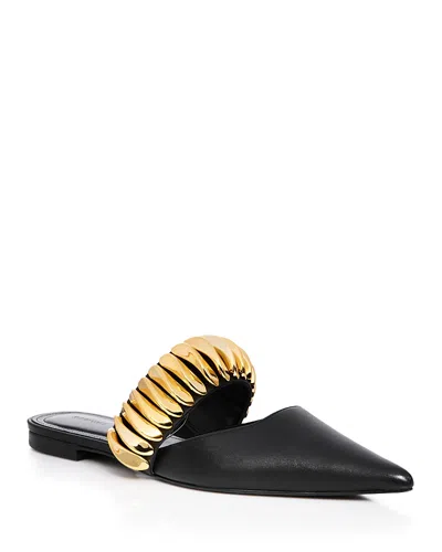 Simkhai Women's Ripple Flat Mules In Black/gold