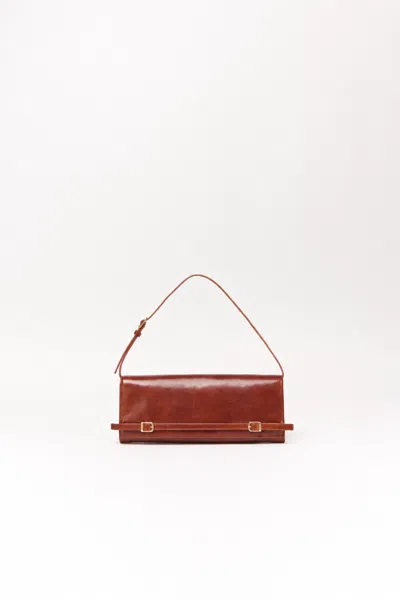 Simkhai Women's River East West Leather Clutch In Saddle In Brown