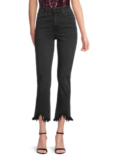 Simkhai Women's River High-rise Frayed-hem Jeans In Black