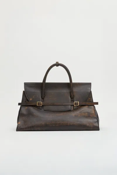 Simkhai Women's River Leather Weekender Tote In Distressed Chocolate