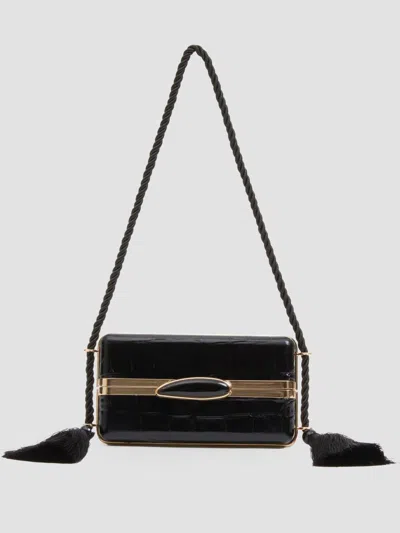 Simkhai Women's Roma Croc-embossed Leather Shoulder Bag In Black Gold