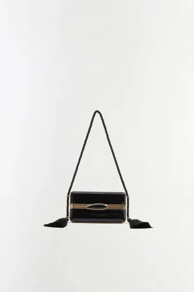 Simkhai Women's Roma Croc-embossed Leather Shoulder Bag In Black/gold