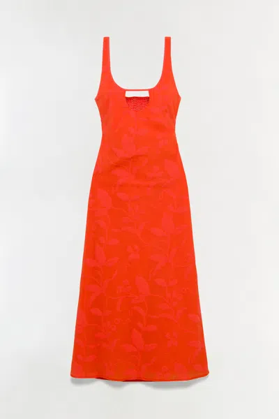 Simkhai Women's Rosalia Jacquard Midi Dress In Lobster In Orange