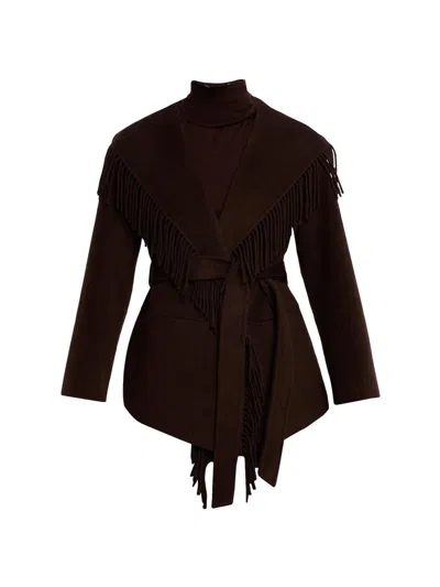 Simkhai Women's Rowen Fringed Wool-blend Jacket In Chocolate