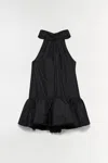 Simkhai Women's Ruffled Hope Taffeta Bow Tie Mini Dress In Black In Black