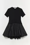 Simkhai Kenz Short Sleeve Knit Combo Ruffle Mini Dress