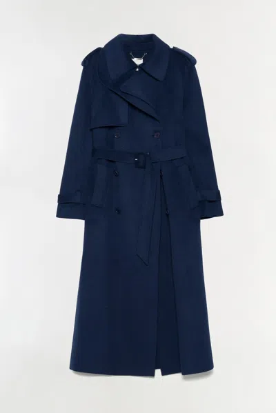 Simkhai Women's Rumi Belted Wool Coat In Midnight In Blue