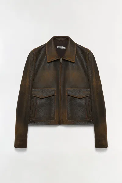 Simkhai Women's Sage Leather Jacket In Distressed Brown