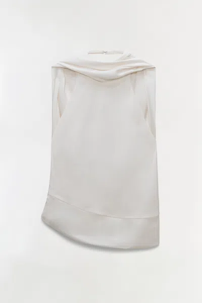 Simkhai Women's Samira Satin Cape Top In Ivory In White