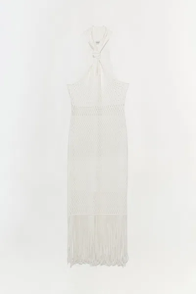 Simkhai Women's Sanchez Lattice Knit Midi Dress In Ivory