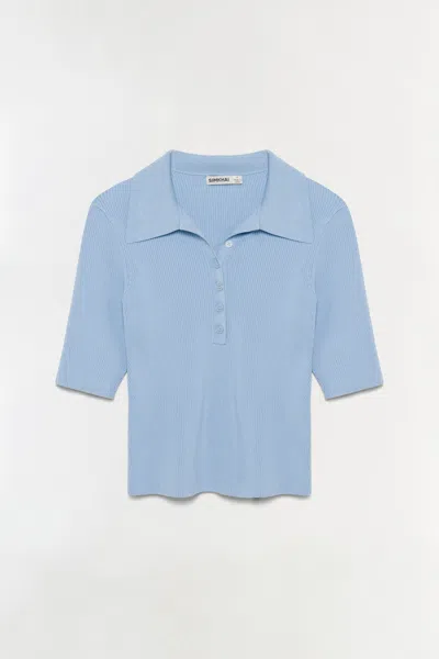 Simkhai Women's Secily Knit Polo Shirt In Tidepool In Blue
