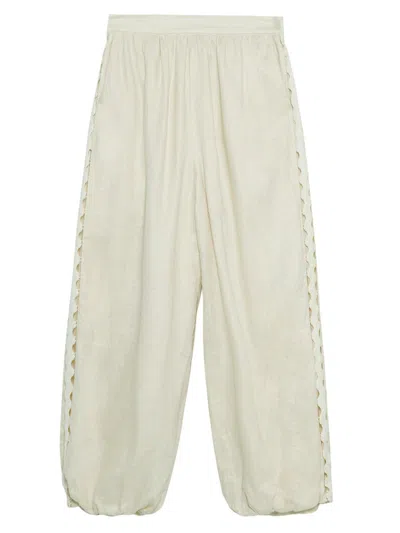 Simkhai Women's Selah Linen-blend Lace Balloon Pants In Neutral