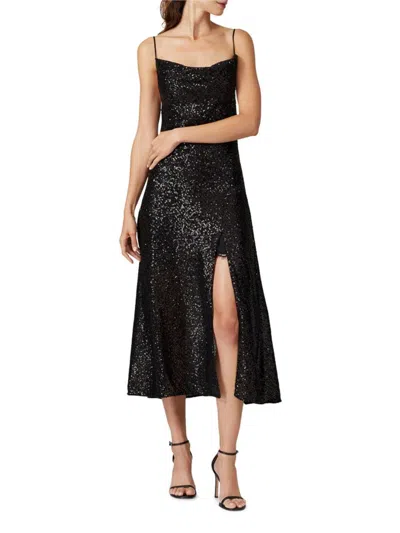 Simkhai Women's Sequin Cowlneck Slip Dress In Black