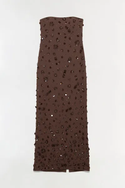 Simkhai Women's Serafina Strapless Embellished Gown In Chocolate In Brown