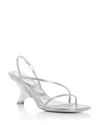 Simkhai Metallic Leather Strappy Kitten-heel Slingback Sandals In Silver