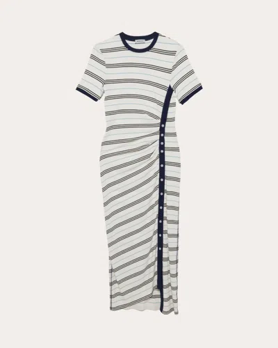 SIMKHAI WOMEN'S SHANNA STRIPE KNIT RUCHED MIDI DRESS