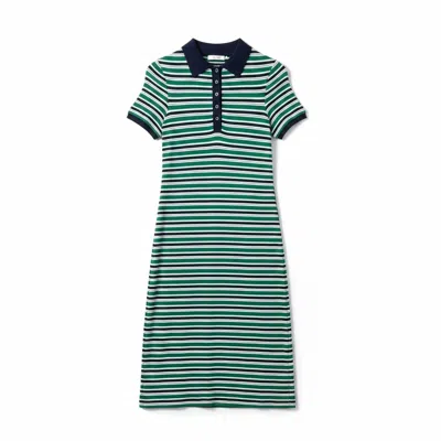 Simkhai Shelby Knit Polo Midi Dress Kelly Green Stripe