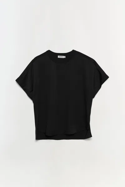 Simkhai Women's Short Sleeve Addy Satin T-shirt In Black