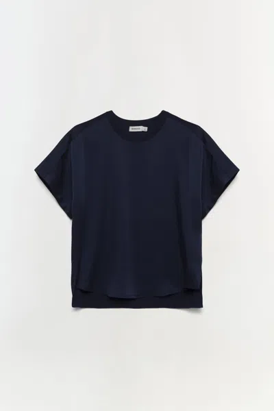 Simkhai Women's Short Sleeve Addy Satin T-shirt In Midnight
