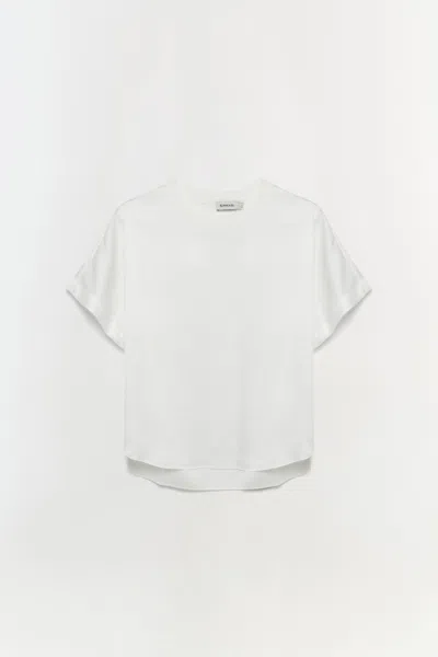 Simkhai Women's Short Sleeve Addy Satin T-shirt In White