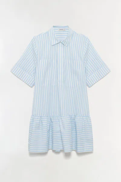 Simkhai Women's Short Sleeve Cris Cotton Shirt Dress In Hydrangea Blue Stripe