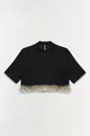 Simkhai Jalen Embellished Cropped Top In Black