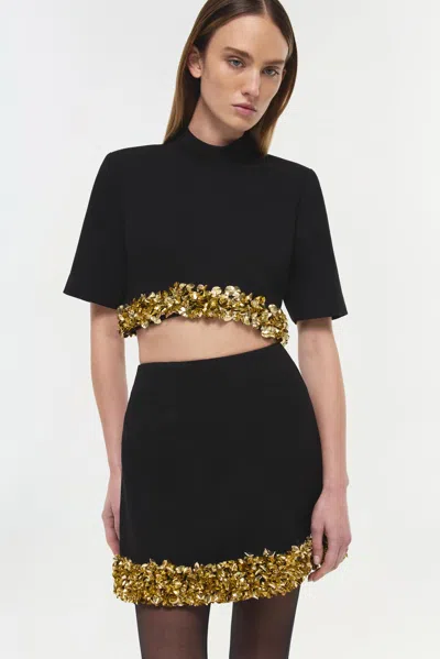 Simkhai Jalen Fringe Hem Cropped Top In Black