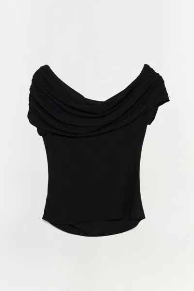Simkhai Women's Short Sleeve Natassa Jersey Top In Black