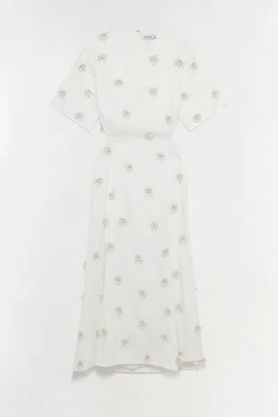 Simkhai Women's Short Sleeve Starla Embellished Midi Dress In White