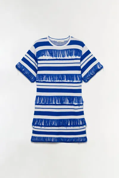 Simkhai Women's Short Sleeve Torrance Knit Mini Dress In Royal Blue Stripe