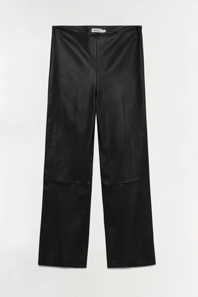 Simkhai Women's Short Sleeve Veda Cropped Leather Pant In Black