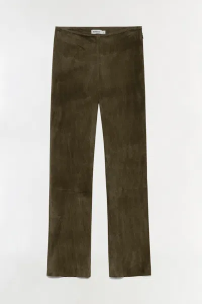 Simkhai Women's Short Sleeve Veda Cropped Suede Pant In Sea Turtle In Green