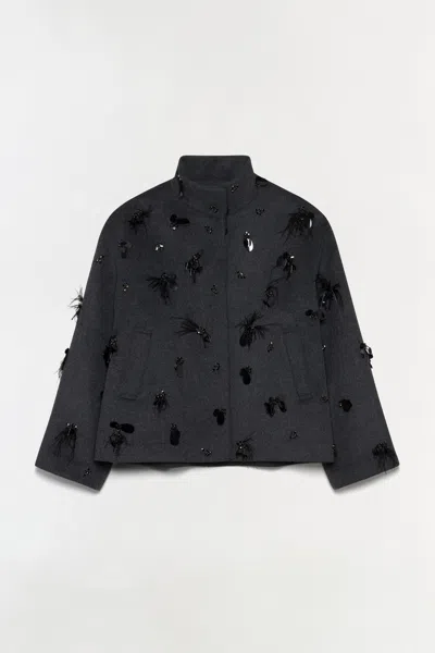 Simkhai Women's Siena Embellished Wool Jacket In Dark Charcoal