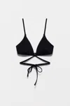 Simkhai Harlen Solid Tie Front Bikini Top In Black