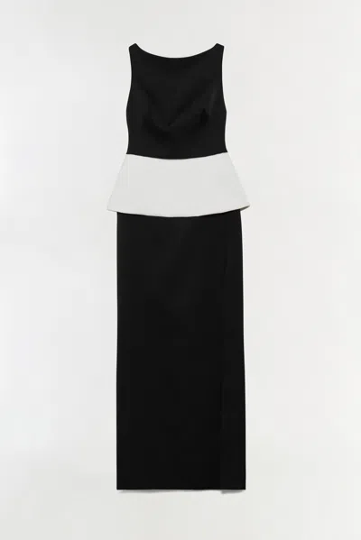 Simkhai Sirel Structured Satin Gown In Black