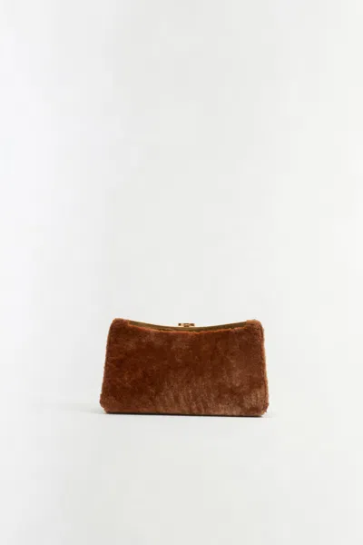 Simkhai Women's Solange Shearling Clutch In Caramel