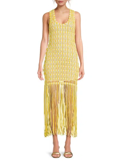 Simkhai Women's Sonia Fringe Knit Midi-dress In Multi