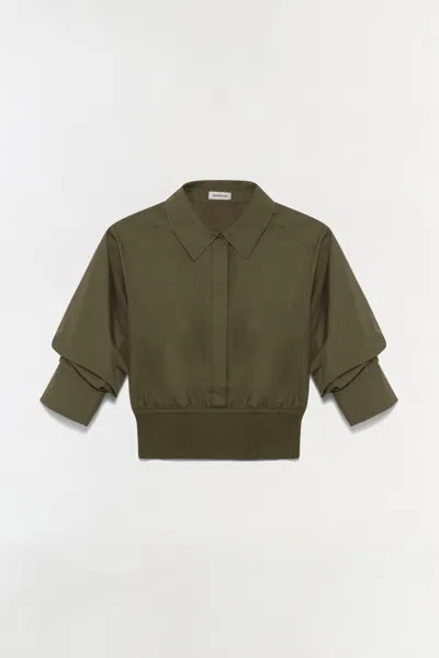 Simkhai Women's Stiles Knit Cotton Shirt In Fern In Green